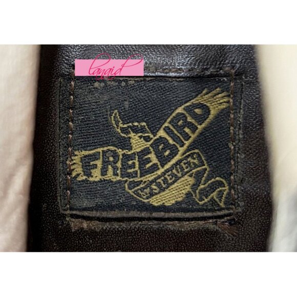 Freebird Steven Bond Stone Leather Distressed Strappy Edgy Buckles Ankle Chunky - Picture 15 of 16